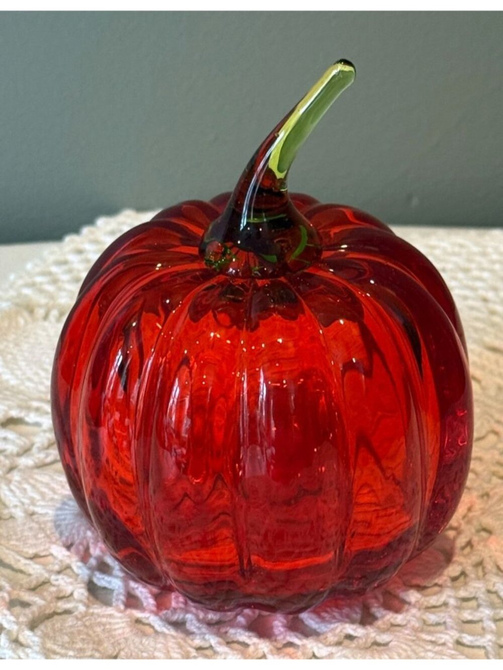 Viking Glass Ruby Red Pumpkin Vintage Art Glass Harvest Decor 1970s